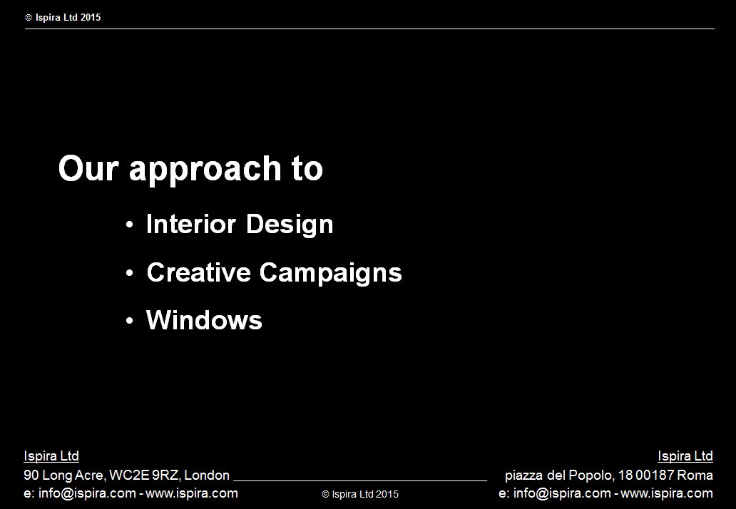Interior Design, Creative Campaigns, Windows - Ispira Ltd
